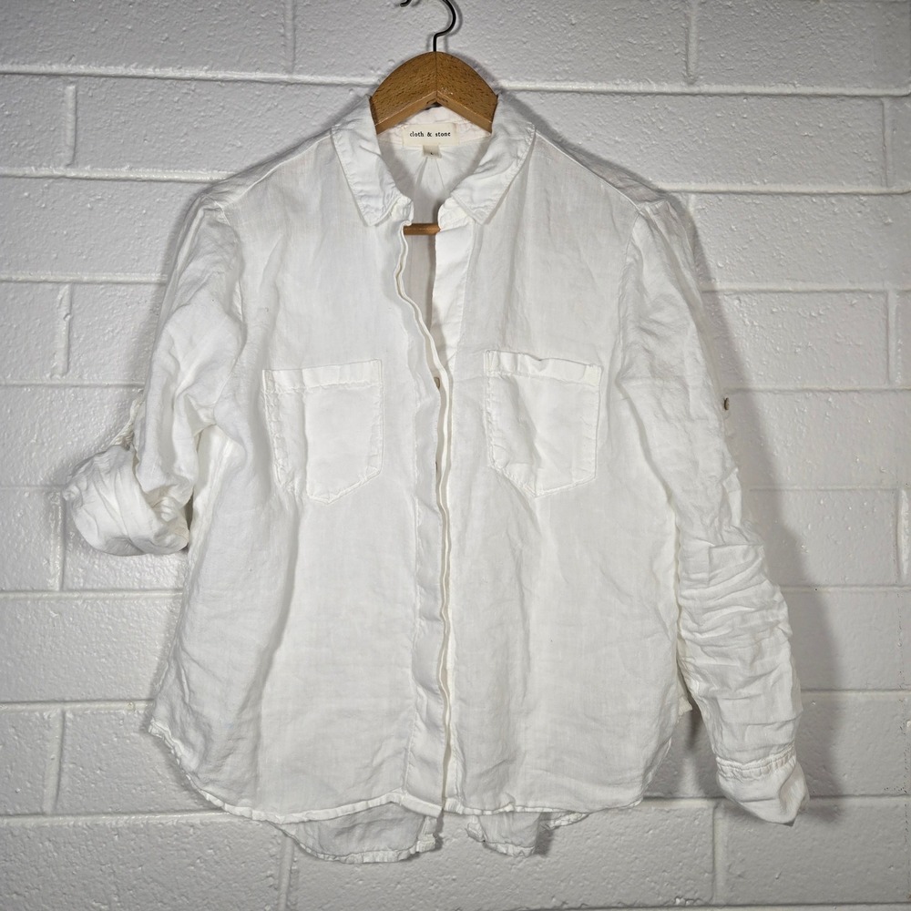 Cloth & Stone 100% Linen Button Front Shirt Anthropologie Minimalist Large Beach